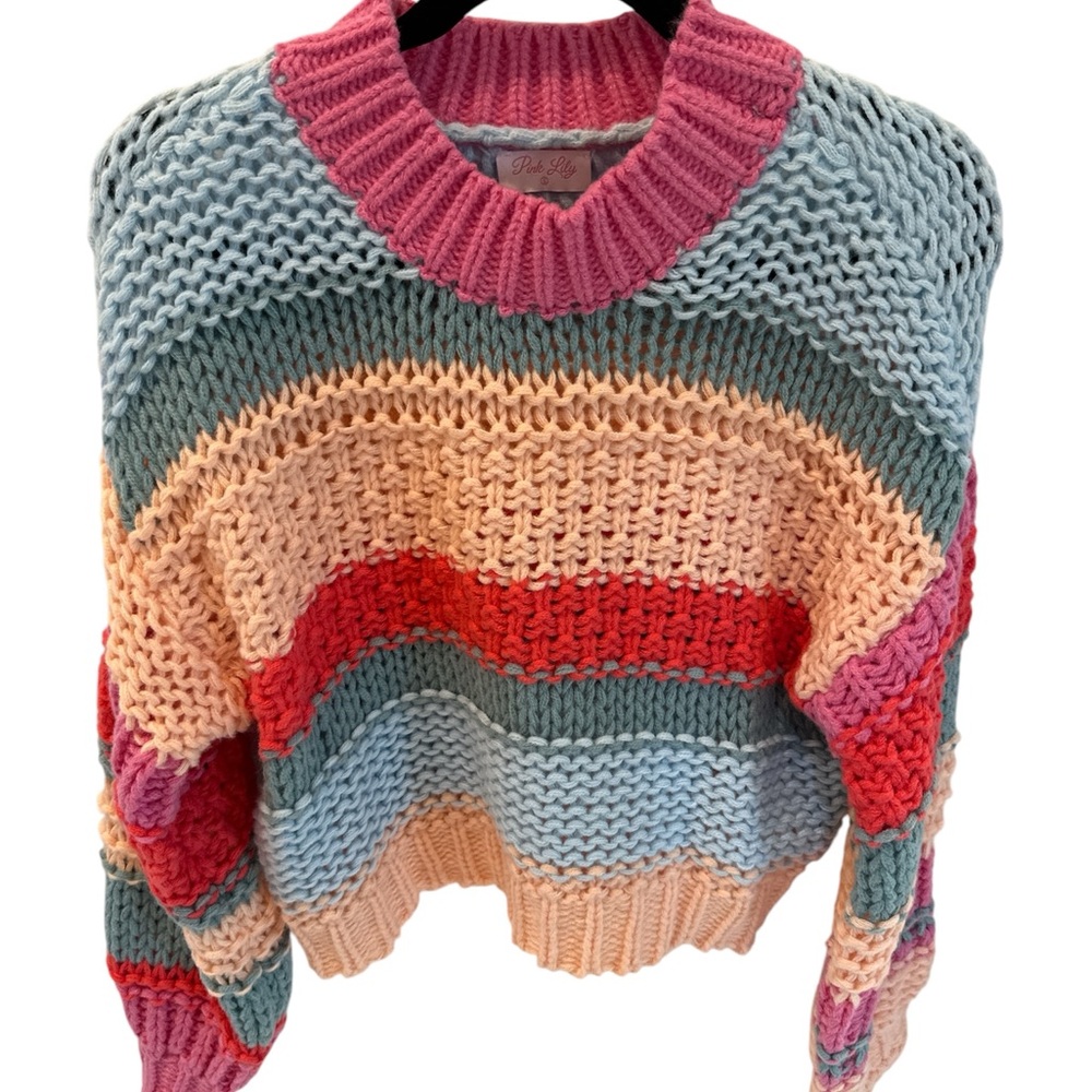 New Pink Lily striped lightweight sweater!! NWOT!